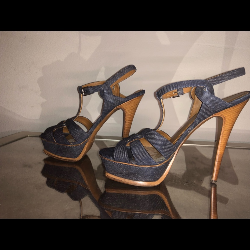 YSL Tribute denim sandals 100% authentic